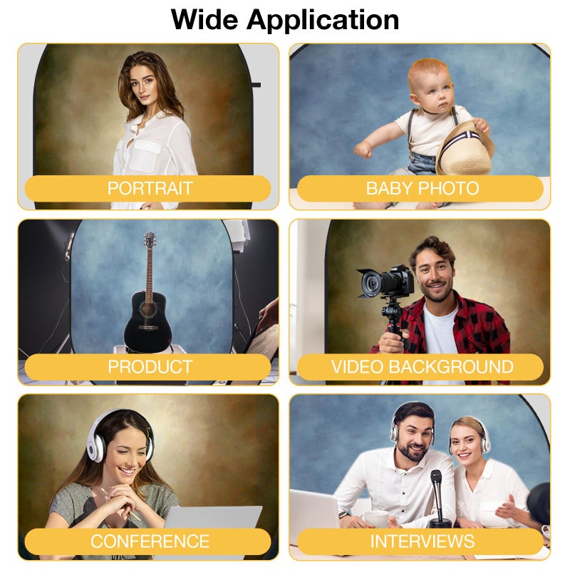 Kate 5x6.5ft(1.5x2m) Collapsible Backdrop Blue Brown Texture Folding Double Sided Backgrounds for Photo, Video Meetings, Live Streaming - Image 5